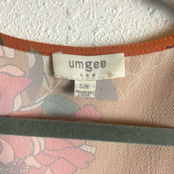 Umgee Size Small Kimono Open Front Floral Burnt Orange Longlined Tropical Boho - Picture 6 of 7